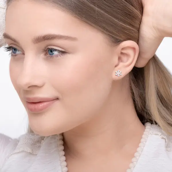 Leaf Jewelry Ohrstecker Snowflake, 18 K Rosegold vergoldet Exklusivangebot