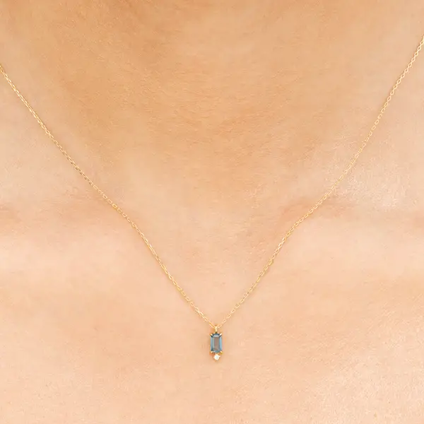 Leaf Jewelry Halskette London Blue Topas, 14K Gelbgold Saisonschlussverkauf