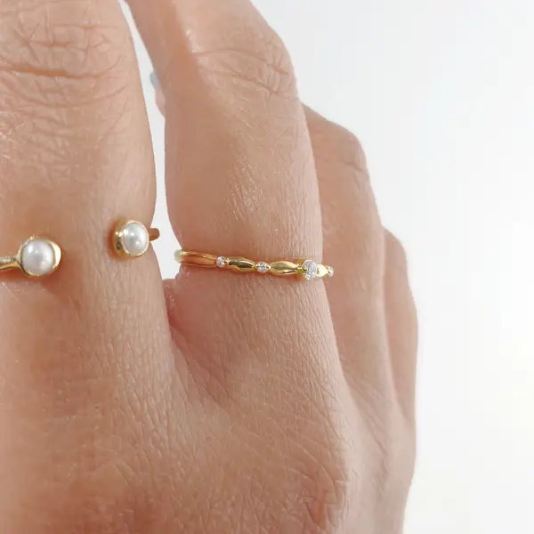 Leaf Jewelry Silber Ring mit Zirkonia, Gelbgold, Gr.52 Osterangebot