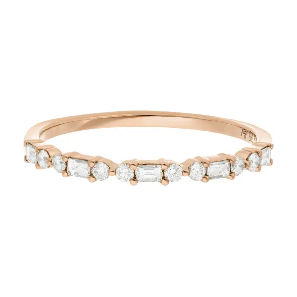 Leaf Jewelry Ring mit Baguette Diamanten, 14K Rosegold Top Angebot
