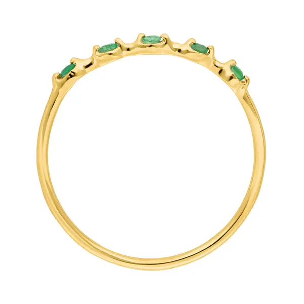 Leaf Jewelry Ring mit 5 Smaragden, 14K Gelbgold Neueste Mode