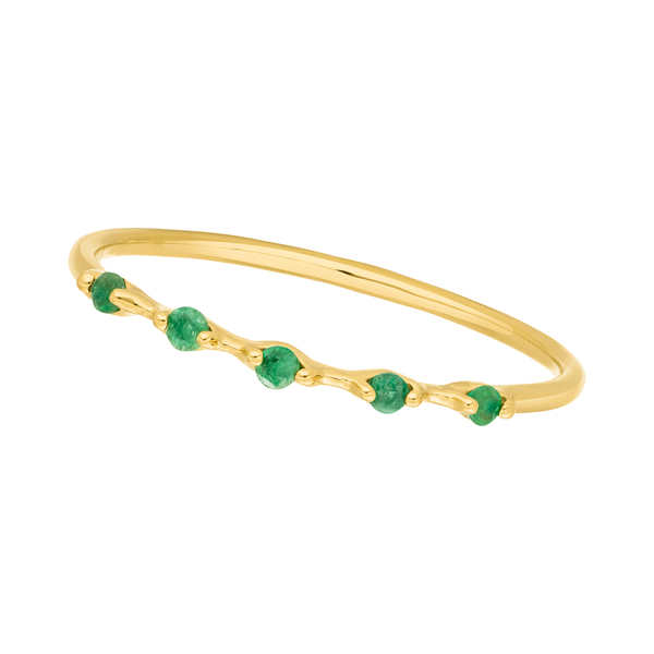 Leaf Jewelry Ring mit 5 Smaragden, 14K Gelbgold Neueste Mode