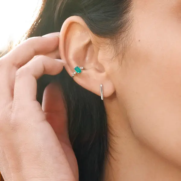 Leaf Jewelry Silber Earcuff Gorgeous Gems, Grüner Achat, Gelbgold Neuheiten