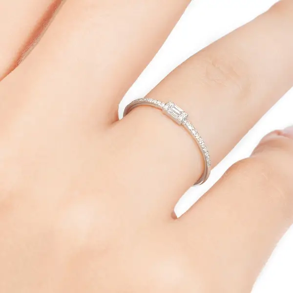 Leaf Jewelry Ring mit Diamanten, Tiny Baguette, 14K Weißgold Bestseller