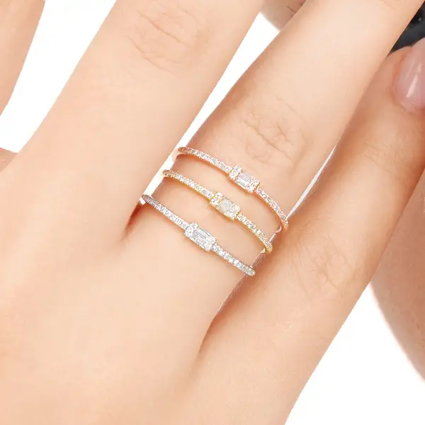 Leaf Jewelry Ring mit Diamanten, Tiny Baguette, 14K Weißgold Bestseller