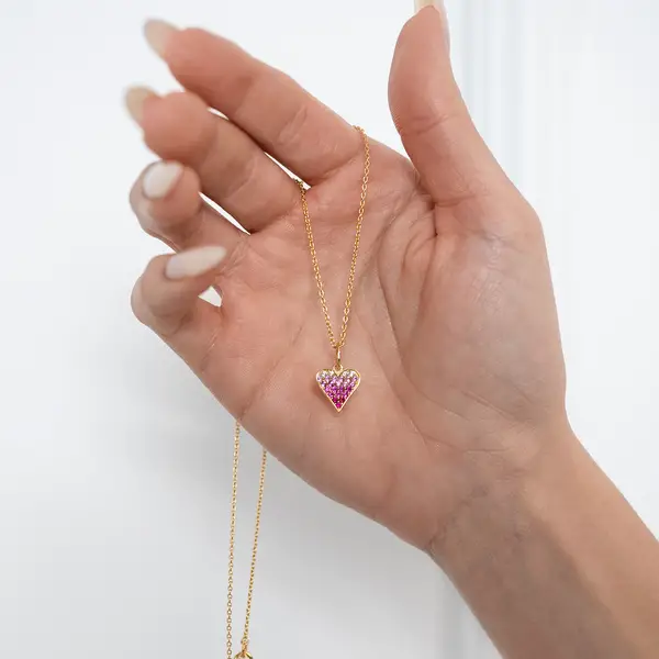Leaf Jewelry Halskette Pink Valentine, 18 K Gelbgold vergoldet Räumungsverkauf