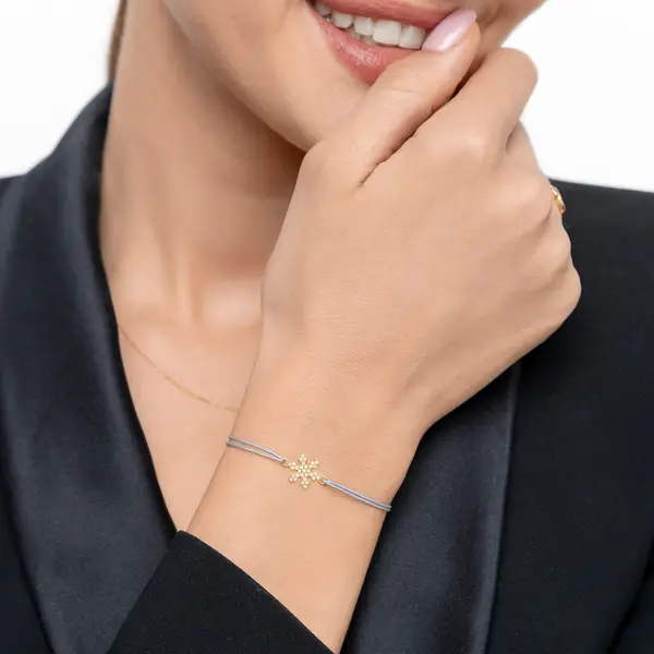 Leaf Jewelry Glücksarmband Snowflake, 18 K Gelbgold vergoldet, Beige Kauf eins, bekomm eins gratis