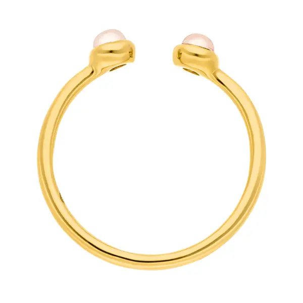 Leaf Jewelry Silber Open Ring, Rosenquarz, Gelbgold Tiefpreis