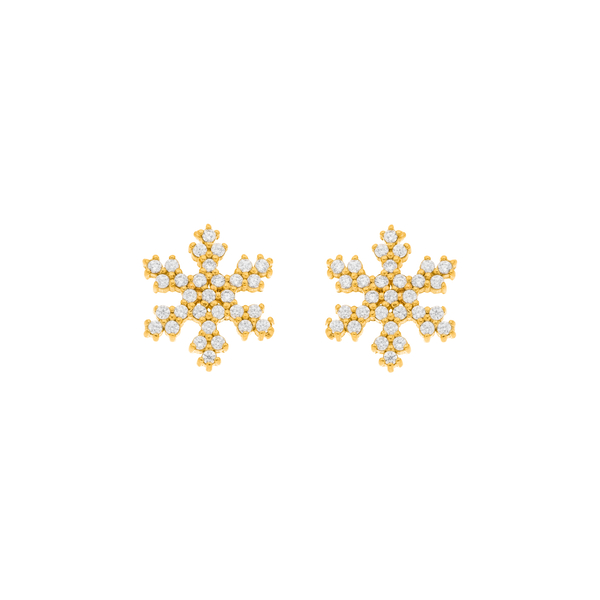 Leaf Jewelry Ohrstecker Snowflake, 18 K Gelbgold vergoldet Letzte 2 Tage