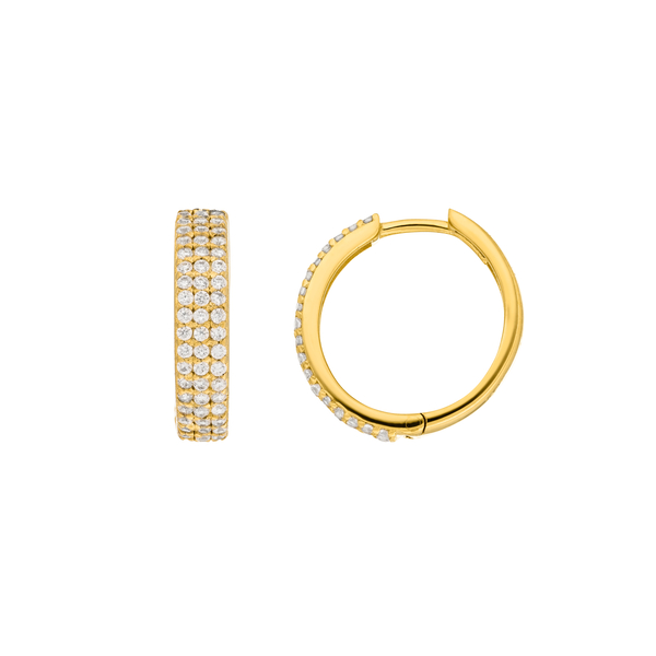 Leaf Jewelry Creole Shiny mit Zirkonia, 18 K Gelbgold vergoldet Letzter Tag