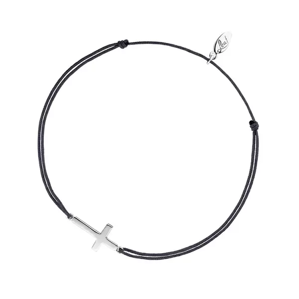 Leaf Jewelry Glücksbändchen Kreuz, 925 Sterlingsilber, Anthrazit Nur für heute