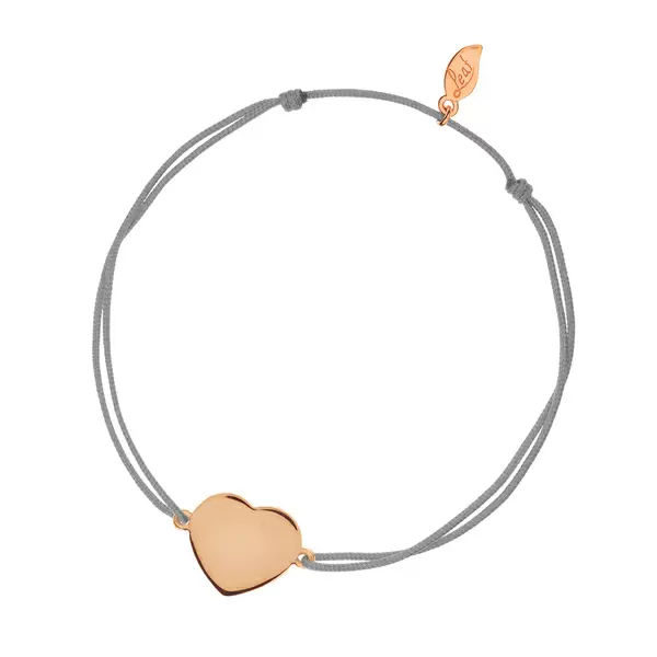Leaf Jewelry Glücksbändchen Heart-Disc, matt, Roségold vergoldet, grau Limitierter Zeitrabatt