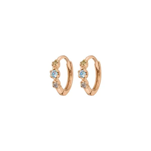 Leaf Jewelry Creole Three Gems, Blauer Topas, 18 K Rosegold vergoldet Fabrik Onlineshop