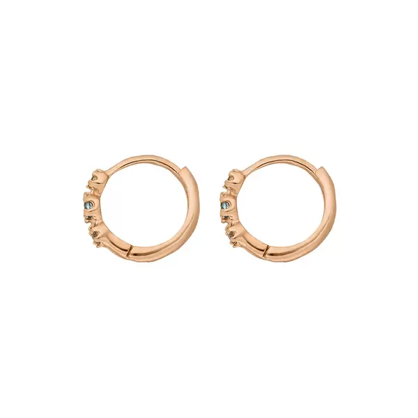 Leaf Jewelry Creole Three Gems, Blauer Topas, 18 K Rosegold vergoldet Fabrik Onlineshop