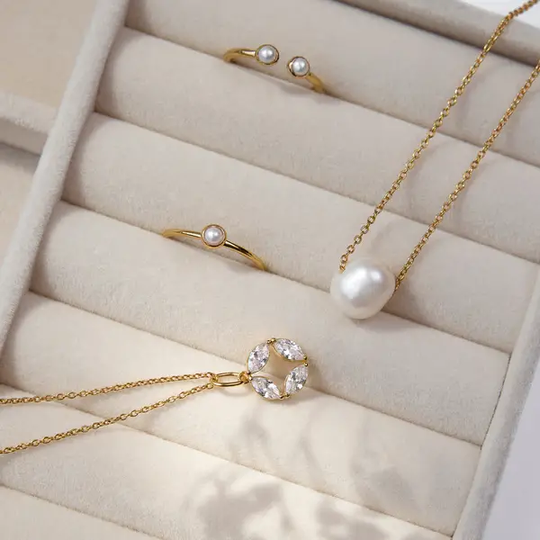 Leaf Jewelry Halskette Perlen Tropfen, 18 K Rosegold vergoldet Sonderangebot