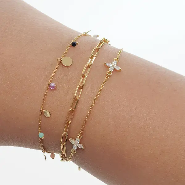 Leaf Jewelry Armkette Leaf Flower Charms, 18 K Gelbgold vergoldet Günstig kaufen