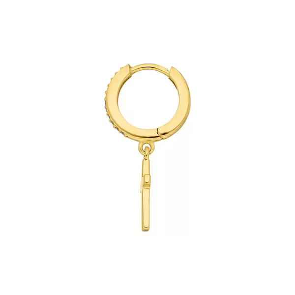 Leaf Jewelry Single Creole CROSS/Zirkonia, 18 K Gelbgold vergoldet Muttertagsangebot