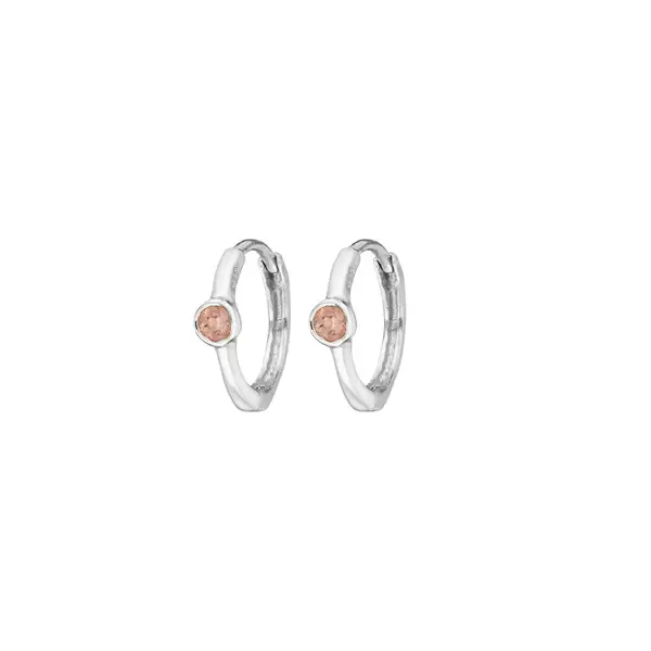Leaf Jewelry Creole One Gem, Rosenquarz, 925 Sterlingsilber Neuheiten