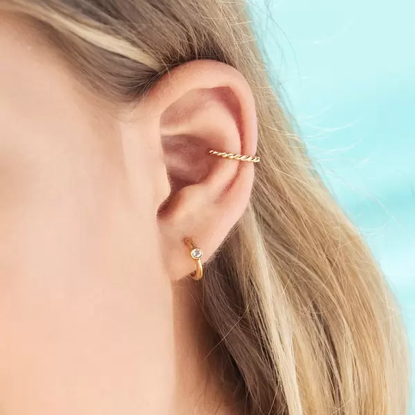 Leaf Jewelry Creole One Gem, Amethyst, 18 K Gelbgold vergoldet Vierteljährliche Förderung