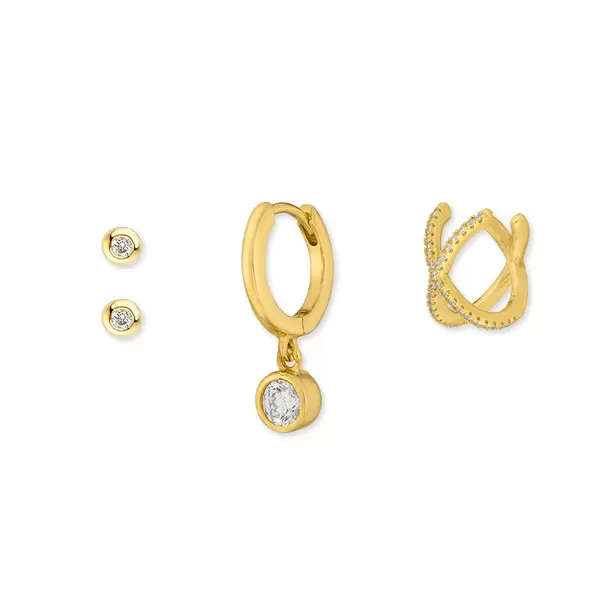 Leaf Jewelry Ear Mix, 4-er Set, 18 K Gelbgold vergoldet Clearance-Verkauf
