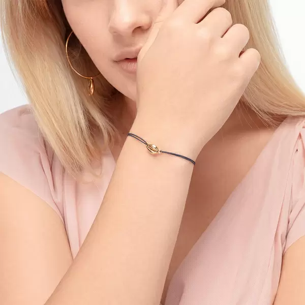 Leaf Jewelry Glücksbändchen Cowrie Shell, 18 K Rosegold vergoldet, Navy Kostenloser Versand international