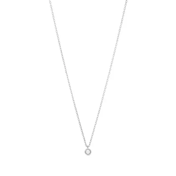 Leaf Jewelry Halskette Pure mit Perle, 925 Sterlingsilber, rhodiniert Kostenloser Versand