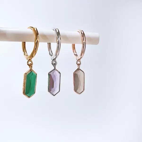 Leaf Jewelry Silber Creole, CUBE, Grüner Achat, Rosegold Limitierter Zeitrabatt
