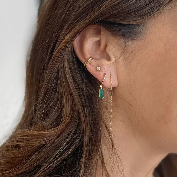 Leaf Jewelry Silber Creole, CUBE, Grüner Achat, Rosegold Limitierter Zeitrabatt