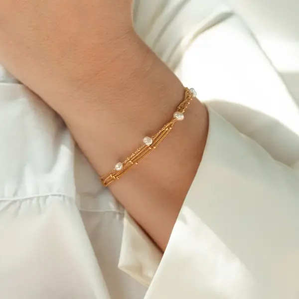 Leaf Jewelry Silber Armkette, WATERFALL, Gelbgold Rabatt
