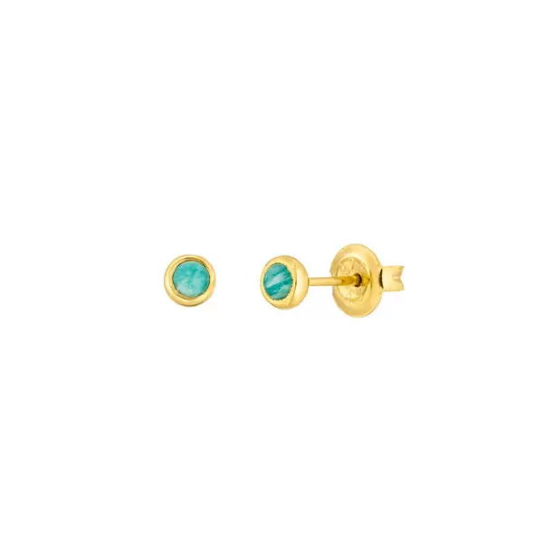 Leaf Jewelry Ohrstecker Pure Amazonit, 3mm, 18 K Gelbgold vergoldet Günstig kaufen