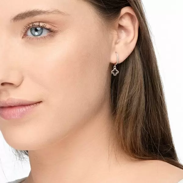Leaf Jewelry Single Creole CLOVER/Zirkonia, 18 K Rosegold vergoldet Preisnachlass