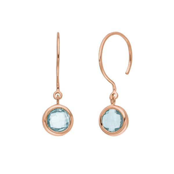 Leaf Jewelry Ohrhänger Solitär, Blauer Topaz, 18 K Rosegold vergoldet Black Friday