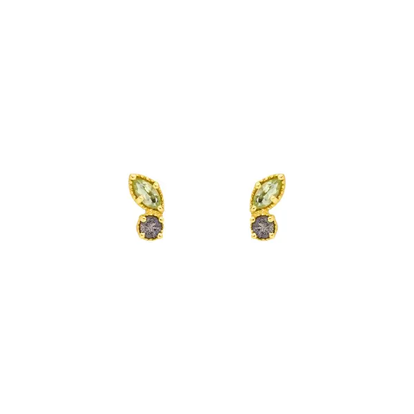 Leaf Jewelry Ohrstecker Two Gems, Peridot, 18 K Gelbgold vergoldet Cyber Monday