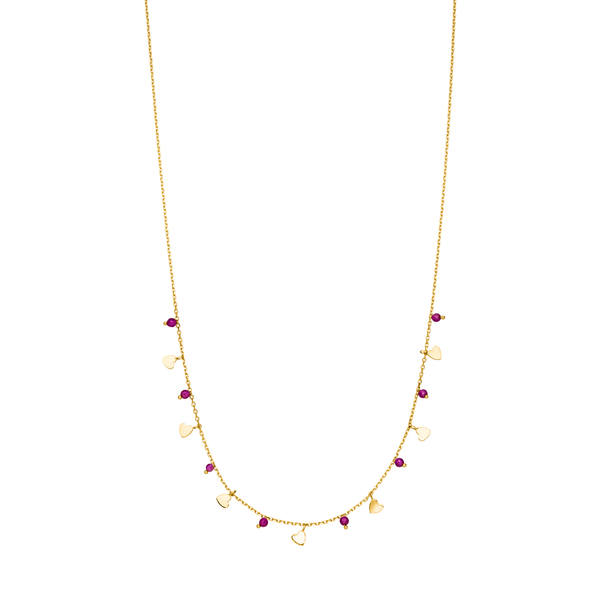 Leaf Jewelry Halskette Hearts Rubin, 18 K Gelbgold vergoldet Muttertagsangebot