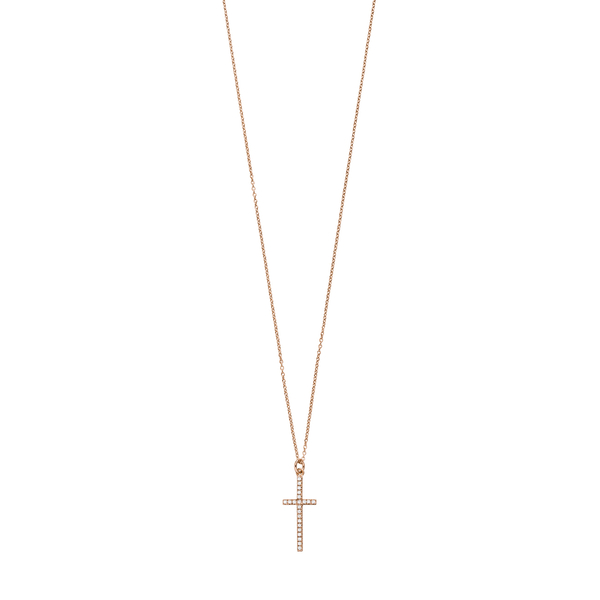 Leaf Jewelry Halskette Kreuz mit Zirkonia, 18 K Rosegold vergoldet Valentinstagsangebot
