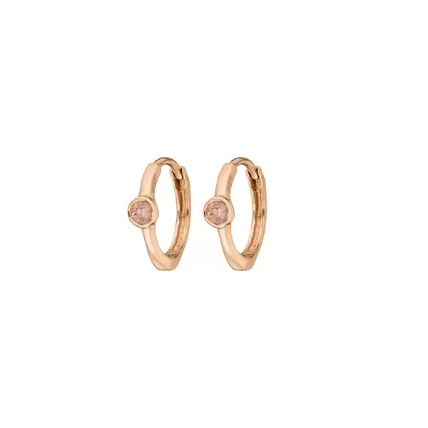 Leaf Jewelry Creole One Gem, Rosenquarz, 18 K Rosegold vergoldet Tägliche Deals