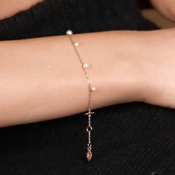 Leaf Jewelry Armkette Rain Drop, 18 K Roségold vergoldet, Perle Begrenzte Freigabe