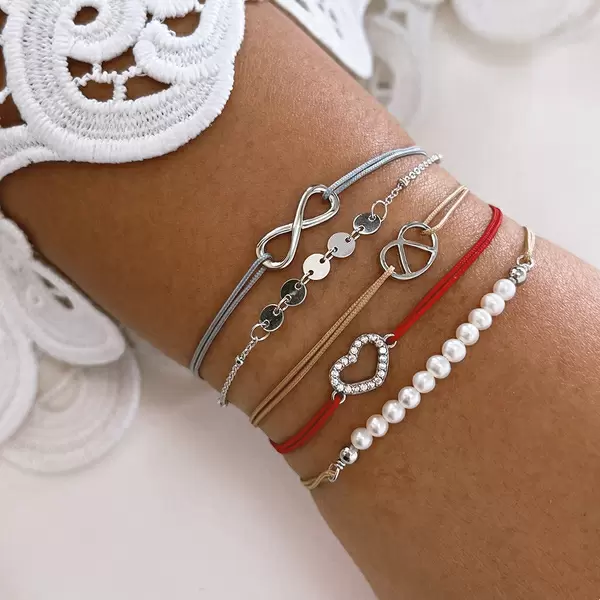 Leaf Jewelry Glücksarmbändchen Herz Zirkonia, Gelbgold vergoldet, Grau JETZT KAUFEN
