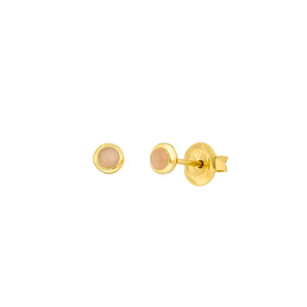 Leaf Jewelry Ohrstecker Pure Peach Mondstein, 3mm, 18 K Gelbgold vergoldet Speichern exportieren