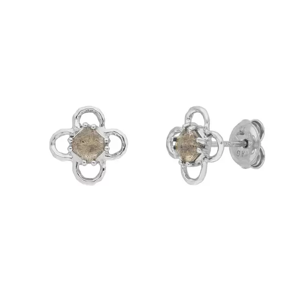 Leaf Jewelry Ohrstecker Clover Gem, Labradorit, 925 Sterlingsilber Auslauf