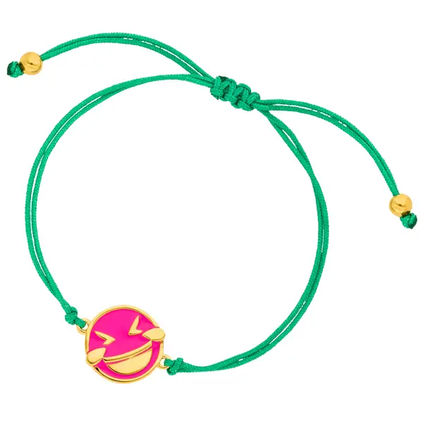 Leaf Jewelry Glücksarmband "LOL" EMOJI, 18 K Gelbgold vergoldet Limitierter Zeitrabatt