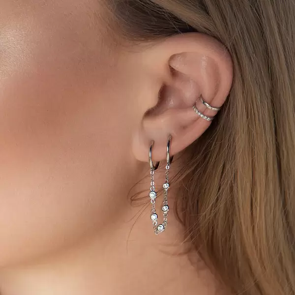 Leaf Jewelry Ear Candy - Double Hoop, Zirkonia, 18 K Rosegold vergoldet Fabrik Onlineshop