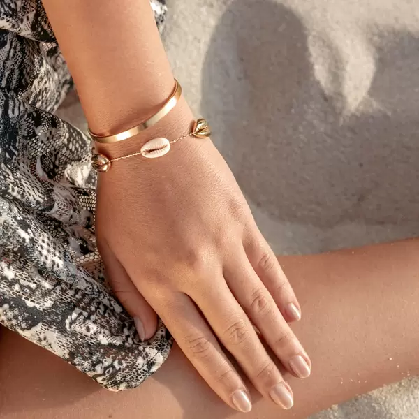 Leaf Jewelry Armkette 5 Cowrie Shells, 18 K Rosegold vergoldet Rabatt