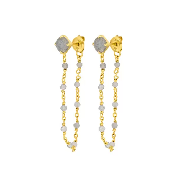 Leaf Jewelry Ohrhänger Flying Gem, Labradorit, 18 K Gelbgold vergoldet Neueste Mode