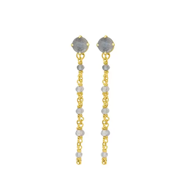Leaf Jewelry Ohrhänger Flying Gem, Labradorit, 18 K Gelbgold vergoldet Neueste Mode