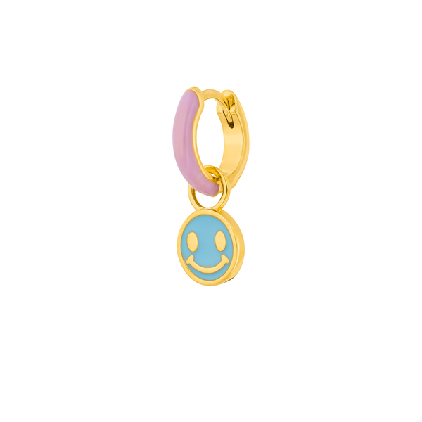 Leaf Jewelry Single Creole "Happy" EMOJI, 18 K Gelbgold vergoldet Neuheiten