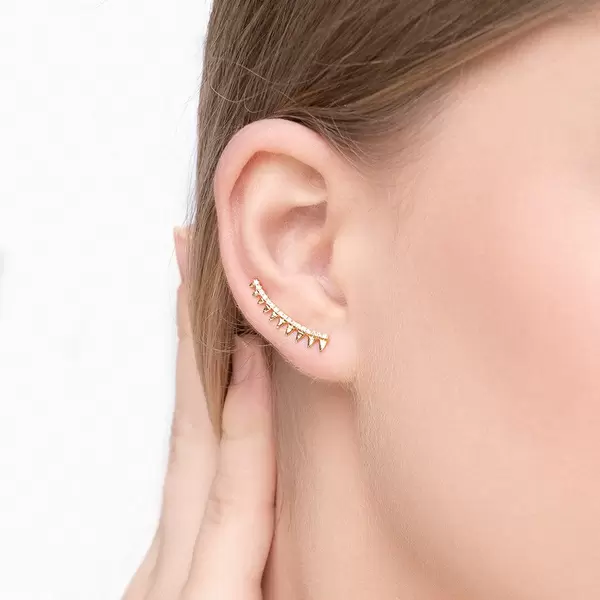 Leaf Jewelry Earclimber Memory II, 18 K Gelbgold vergoldet Tägliche Deals