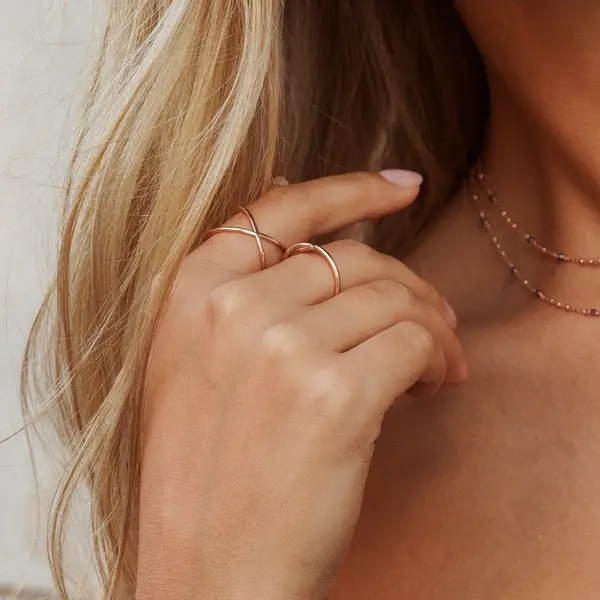 Leaf Jewelry Ring X Cross, 18 K Rosegold vergoldet, Größe 54 Nur für heute