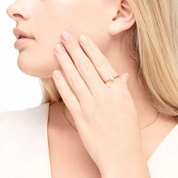 Leaf Jewelry Stacking Ring, Perle, 3mm, 18 K Roségold vergoldet Nur noch ein Tag übrig