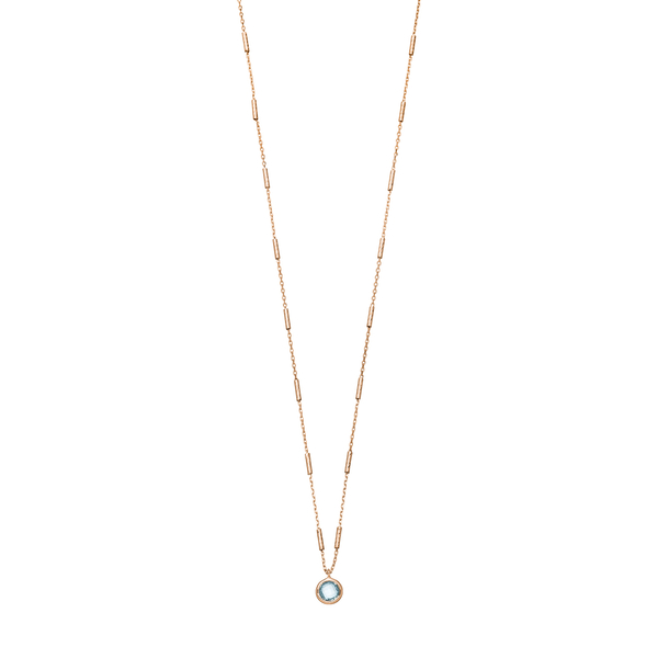 Leaf Jewelry Halskette Solitär, Blauer Topaz, 18 K Rosegold vergoldet Clearance-Verkauf